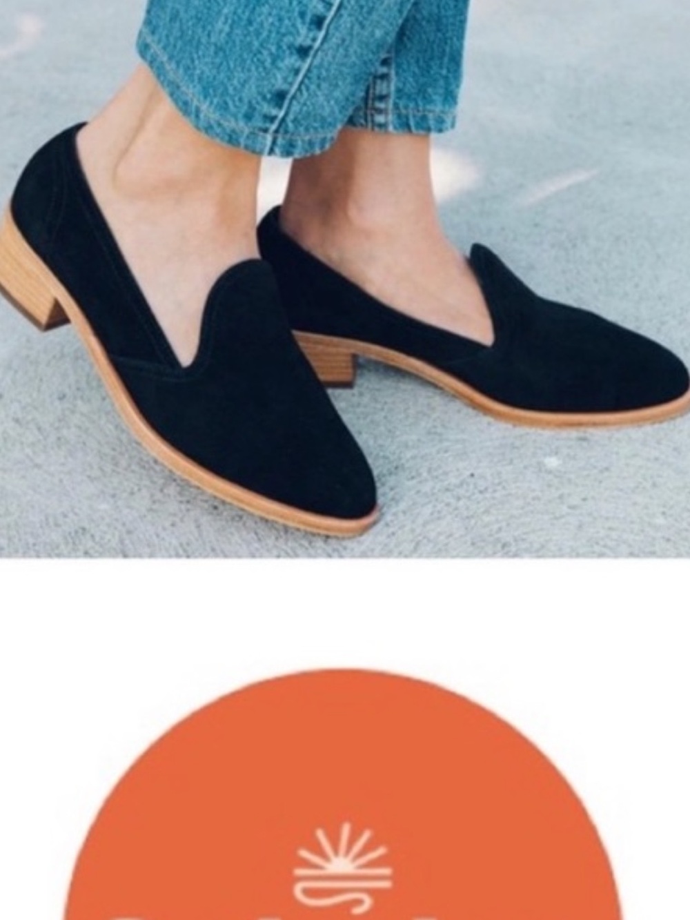 Soludos Sofia Black Suede Nubuck Block Heel Loafers size 8